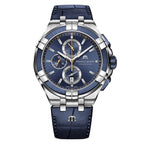 Maurice Lacroix Aikon Blue Leather Strap Blue Dial Chronograph Quartz Watch for Gents - AI1018-SS001-432-4