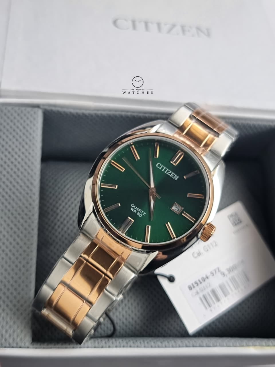 Citizen Men’s Quartz Two-Tone Stainless Steel Green Dial 41mm Watch BI5104-57Z