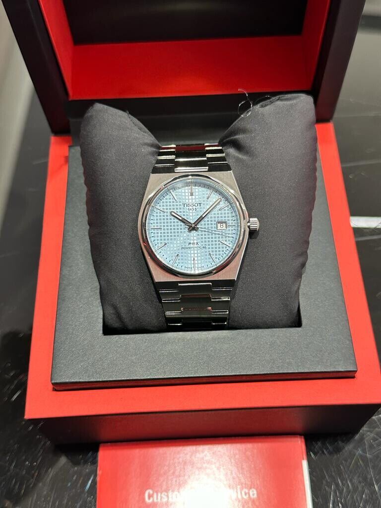 TISSOT Classic PRX Light Blue dial 40mm PM 80 T137.407.11.351.00T NEW in box