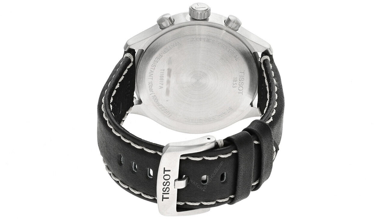 TISSOT Men’s Swiss Made Quartz Black Leather Strap Anthracite Dial 45mm Watch T116.617.16.062.00