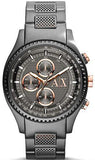 New-armani Exchange Gunmetal Tone Chrono. S/steel Band Gray Dial WATCH-AX1603