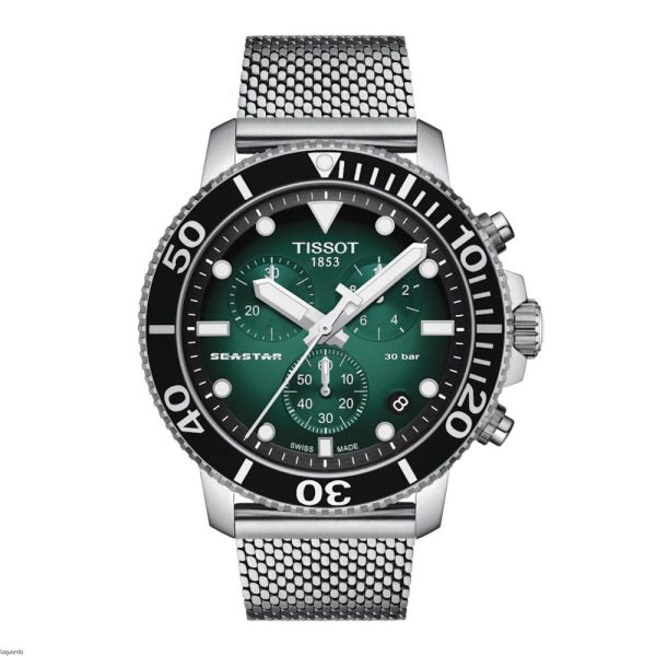 TISSOT Men’s Quartz Swiss Made Stainless Steel Green Gradient Dial 45mm Watch T120.417.11.091.00 Hover Image