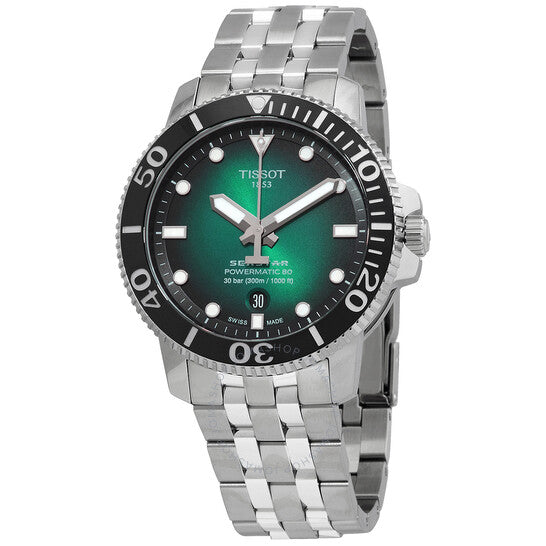 Tissot Seastar 1000 Powermatic 80 Green Gradient Dial Automatic Men's Watch 43mm – T120.407.11.091.01 Hover Image