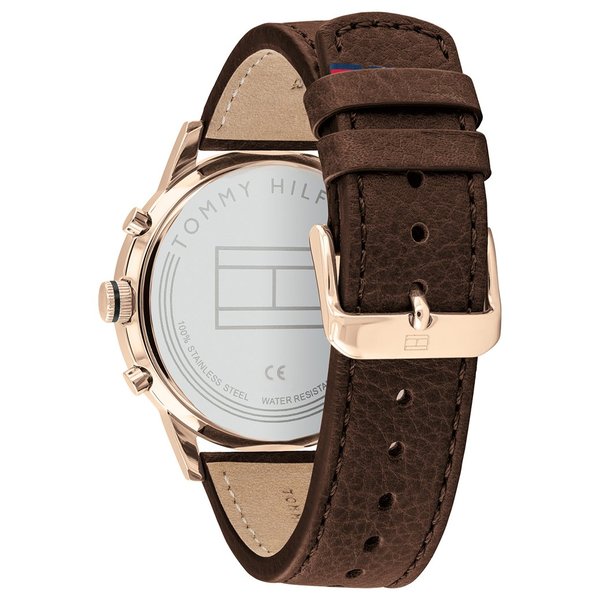 Tommy Hilfiger Men’s Quartz Leather Strap Black Dial 44mm Watch 1791631