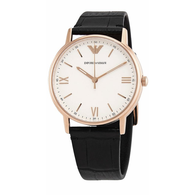 Emporio Armani Unisex Quartz Leather Strap White Dial 41mm Watch AR80015 Hover Image