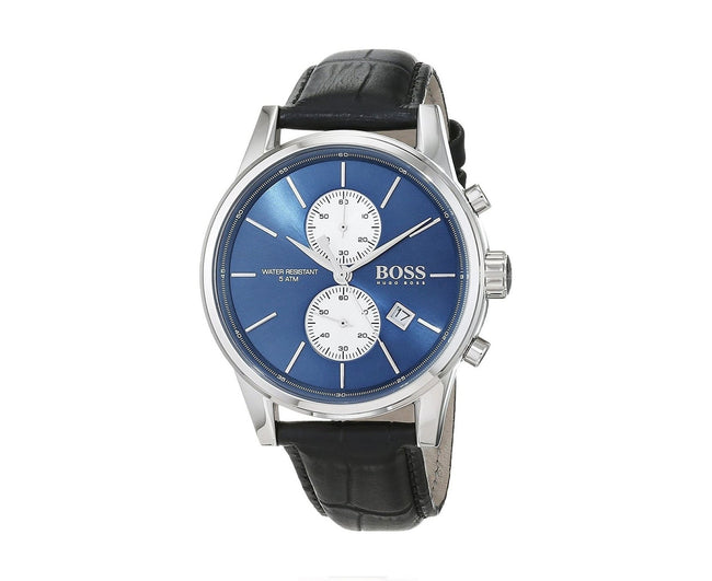 Hugo Boss Men’s Chronograph Leather Strap Blue Dial 41mm Watch 1513283 Hover Image