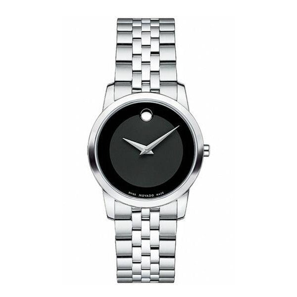 Movado Women’s Quartz Swiss Made Stainless Steel Black Dial 28mm Watch 0606505