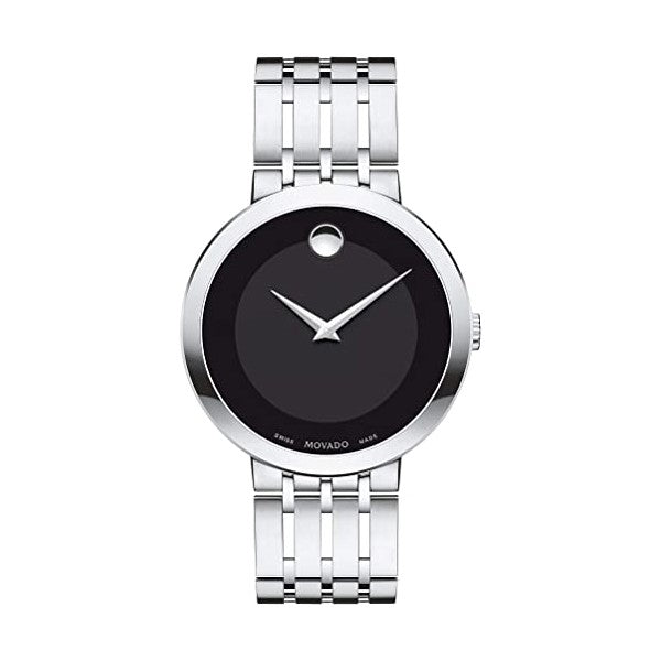 Movado Men’s Swiss Made Quartz Stainless Steel Black Dial 39mm Watch 0607057