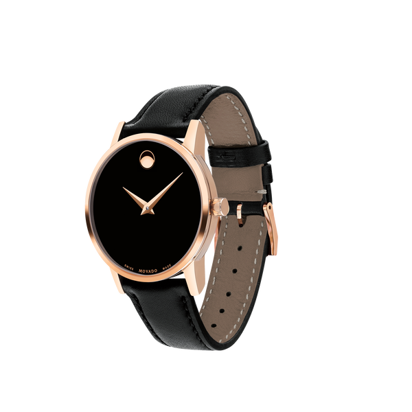 Movado Watch Women's Black Leather Strap Movado Women's Swiss