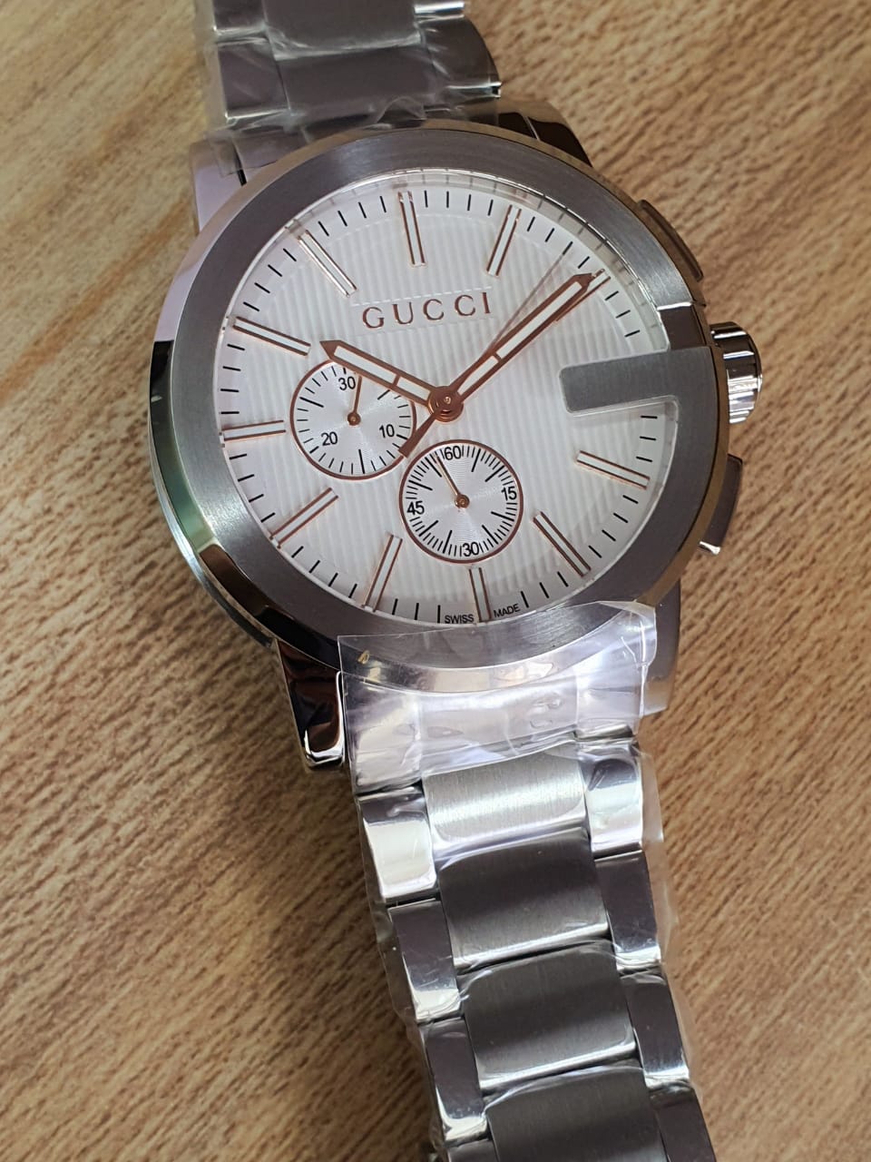 Gucci Men’s Analog Quartz Display Swiss Made Stainless Steel Silver 44mm Watch YA101201