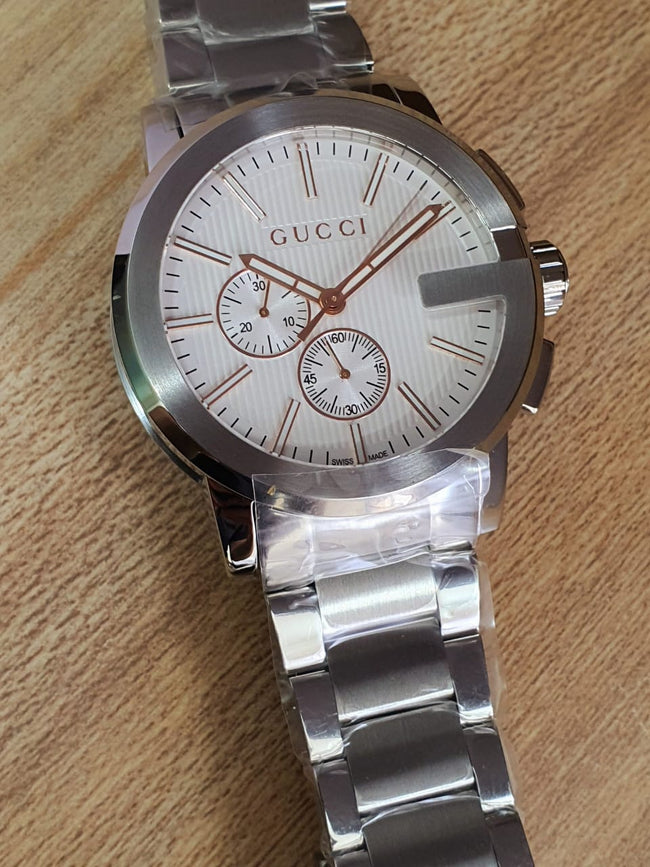 Gucci Men’s Analog Quartz Display Swiss Made Stainless Steel Silver 44mm Watch YA101201 Main Image