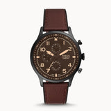 Retro Pilot Chronograph Dark Brown Eco Leather Watch