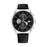 Tommy Hilfiger Men’s Quartz Black Leather Strap Black Dial 44mm Watch 1710502