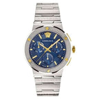 Versace Men’s Quartz Swiss Made Silver Stainless Steel Blue Dial 43mm Watch VEZ900221