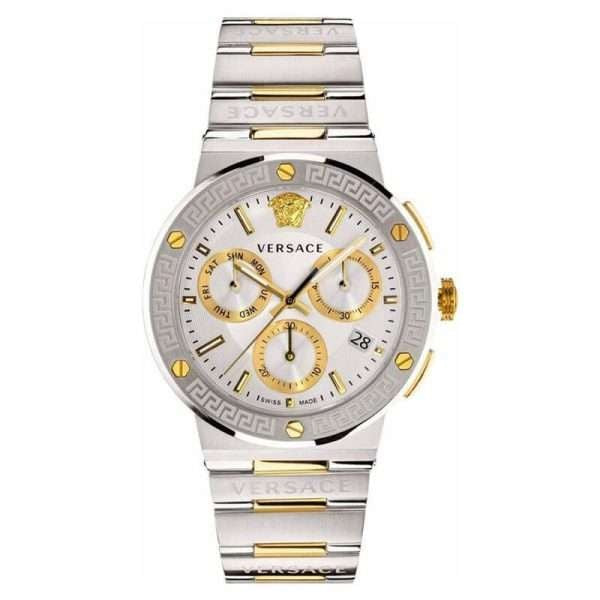 Versace Men’s Quartz Swiss Made Two-tone Stainless Steel Silver Dial 43mm Watch VEZ900321 Hover Image