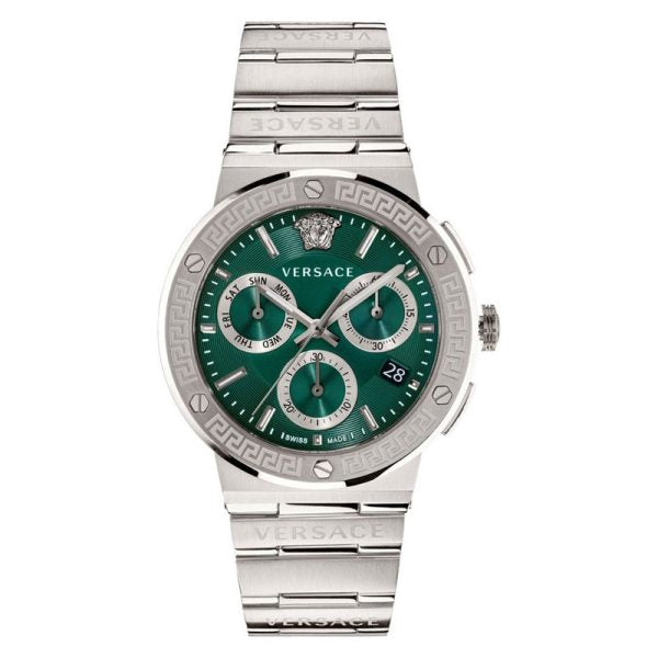 Versace Men’s Quartz Swiss Made Silver Stainless Steel Green Dial 43mm Watch VEZ900121