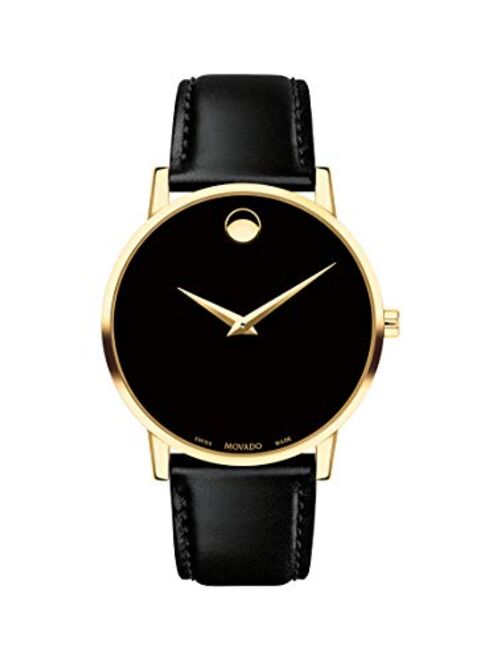 Movado Men’s Quartz Swiss Made Leather Strap Black Dial 40mm Watch 0607271 Hover Image