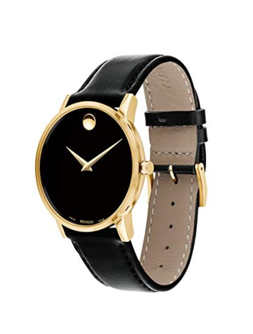 Movado Men’s Quartz Swiss Made Leather Strap Black Dial 40mm Watch 0607271 Main Image