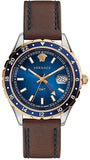 Versace Men’s Quartz Swiss Made Brown Leather Strap Blue Dial 42mm Watch V11080017