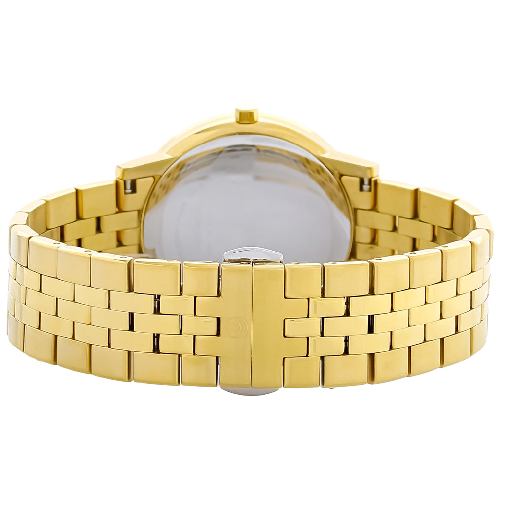 Movado Museum Series Mens Gold Tone Black Dial Diamond Quartz Watch 0607625
