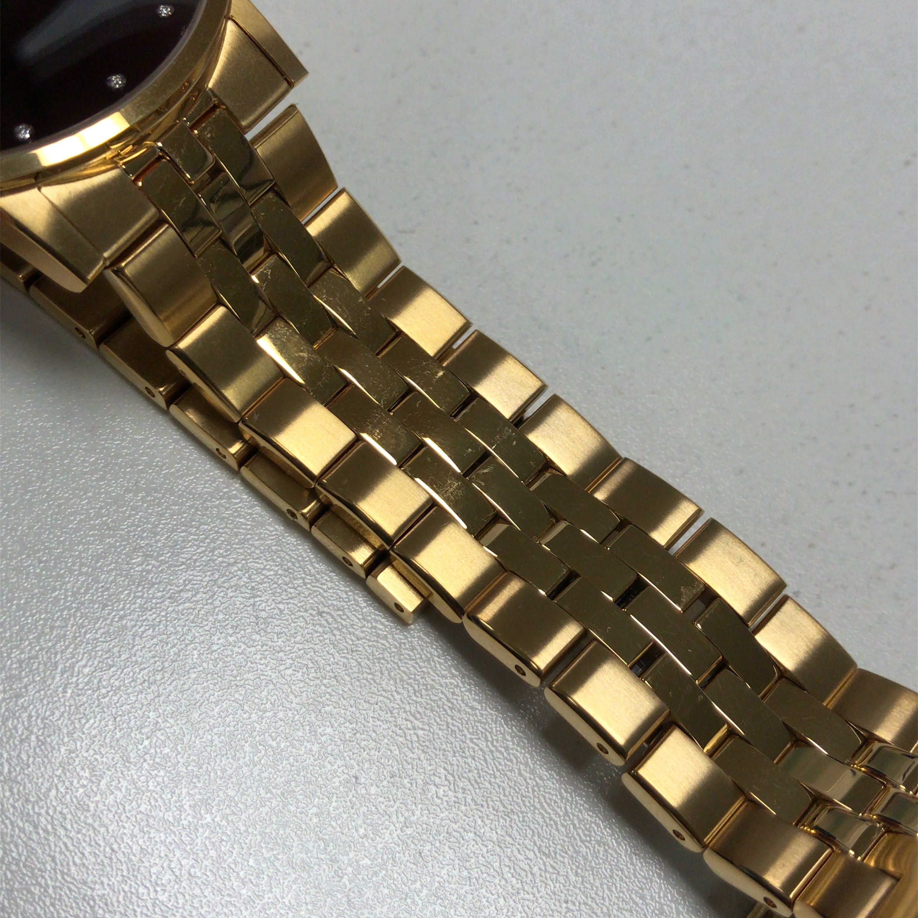 Movado Museum Series Mens Gold Tone Black Dial Diamond Quartz Watch 0607625