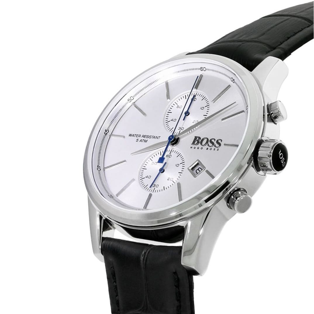 Hugo Boss Men’s Quartz Leather Strap White Dial 41mm Watch 1513282