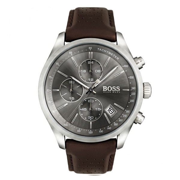 Hugo boss men's chronograph quartz watch with leather strap Clearance