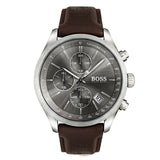 Hugo Boss Men’s Chronograph Quartz Leather Strap Grey Dial 44mm Watch 1513476