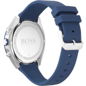 Hugo Boss Men’s Quartz Blue Silicone Strap Black Dial 44mm Watch 1513717
