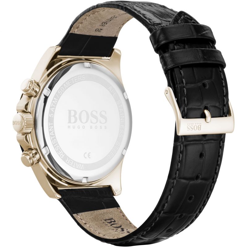 Hugo Boss Men’s Quartz Leather Strap Black Dial 45mm Watch 1513753