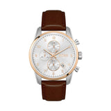 Hugo Boss Men’s Quartz Brown Leather Strap Silver Dial 44mm Watch 1513786