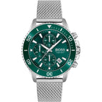 Hugo Boss Men’s Quartz Silver Stainless Steel Green Dial 46mm Watch 1513905