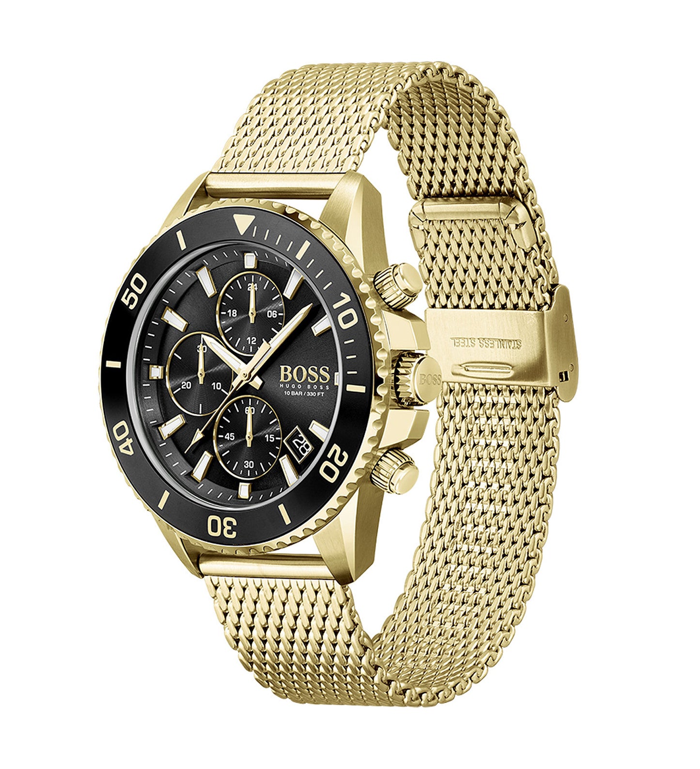Hugo Boss Men’s Quartz Gold Stainless Steel Black Dial 46mm Watch 1513906