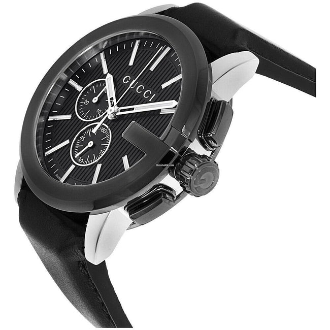 Gucci Men’s Swiss Made Quartz Stainless Steel Black Dial 44mm Watch YA101205 Main Image