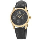 Gucci Women’s Swiss Made Quartz Black Leather Strap Black Dial 38mm Watch YA1264034A