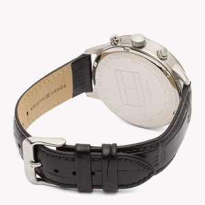 Tommy Hilfiger Men's 1710361 Liam Multifunction Black Leather Watch (Black)