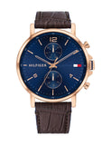 Tommy Hilfiger Men’s Quartz Leather Strap Blue Dial 44mm Watch 1710418