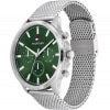 Tommy Hilfiger Analogue Multifunction Quartz Watch for Men with Silver Stainless Steel Mesh Bracelet - 1710499, Green,