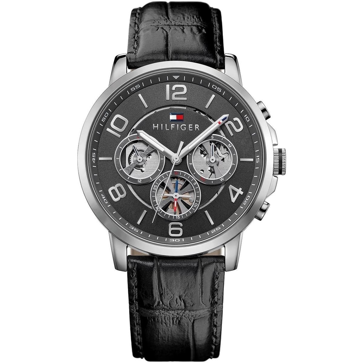 Tommy Hilfiger Men’s Quartz Leather Strap Multi Dial Grey Dial 44mm Watch 1791289