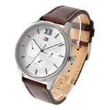 Tommy Hilfiger Men’s Quartz Leather Strap Silver Dial 44mm Watch 1791418