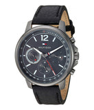 Tommy Hilfiger Men’s Quartz Black Leather Strap Grey Dial 46mm Watch 1791533