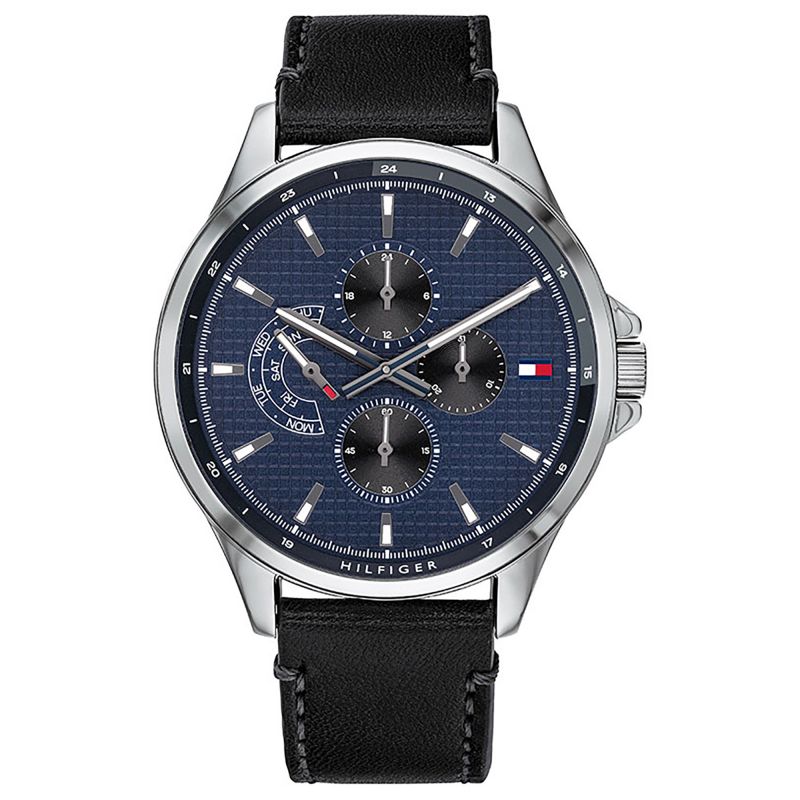 Tommy Hilfiger Men’s Quartz Leather Strap Blue Dial 44mm Watch 1791616