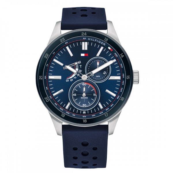 Tommy Hilfiger Men’s Quartz Blue Silicone Strap Blue Dial 44mm Watch 1791635 Hover Image