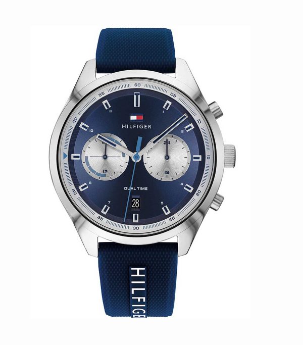 Tommy Hilfiger Men’s Quartz Silicone Strap Blue Dial 44mm Watch 1791781 Hover Image
