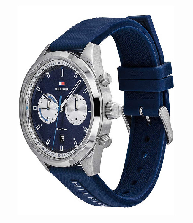 Tommy Hilfiger Men’s Quartz Silicone Strap Blue Dial 44mm Watch 1791781 Main Image