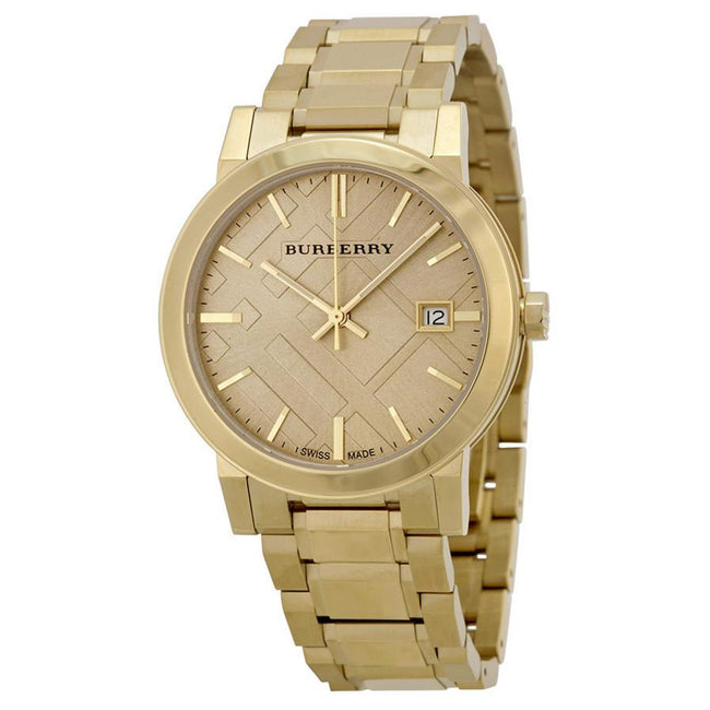 BURBERRY The City Champagne Dial Gold-tone Unisex Watch BU9033 Hover Image