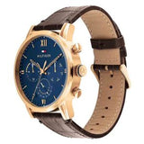Tommy Hilfiger Men’s Quartz Brown Leather Strap Blue Dial 44mm Watch 1791933