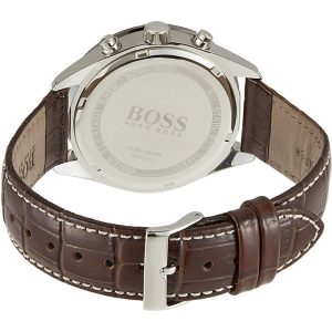 Hugo Boss Men's Quartz Brown Leather Strap Grey Dial 42mm Watch