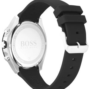 Hugo Boss Men’s Quartz Black Silicone Strap Black Dial 44mm Watch 1513716
