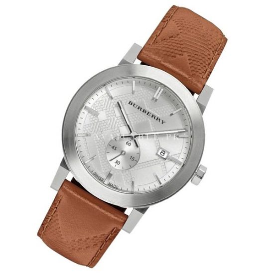 Burberry Men’s Quartz Leather Strap Silver Dial 42mm Watch BU9904 Main Image
